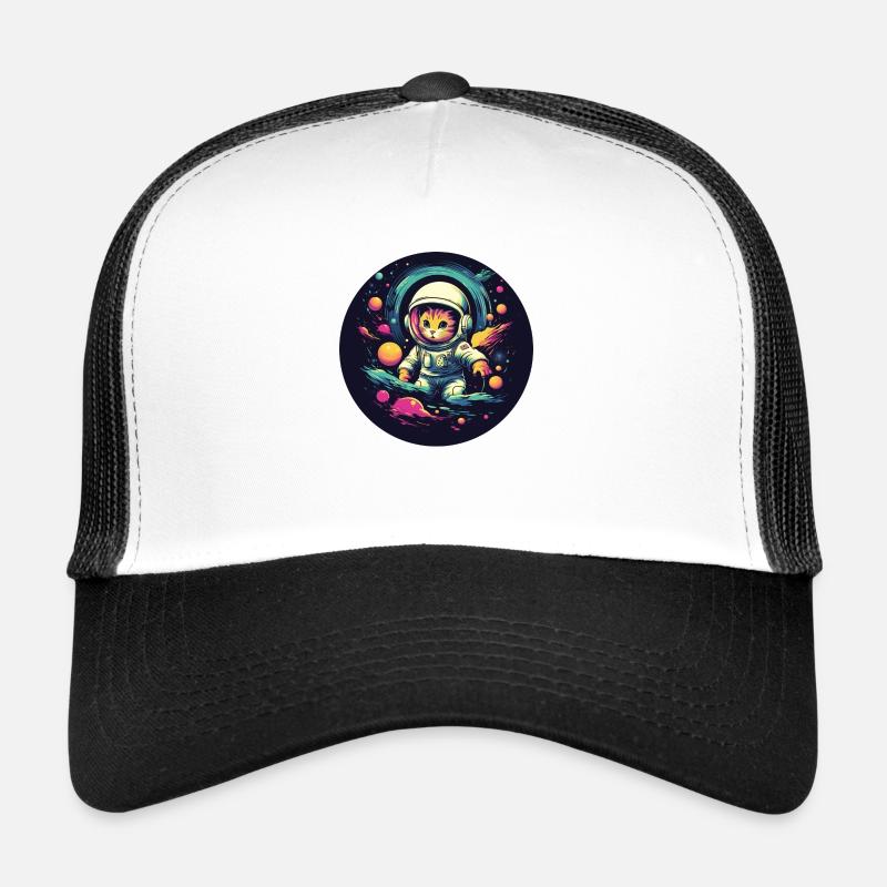 Spacecat: Cat in cosmic adventure - Trucker Cap - white/black