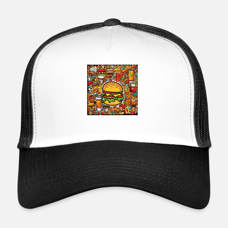 Multi pattern burger Trucker Cap