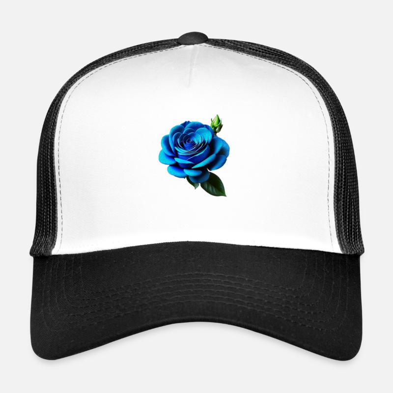 Blaue Rose - Trucker Cap - Weiß/Schwarz