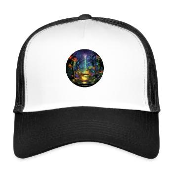 Urbanes Neon-Abenteuer: Entdecke den Neon Jungle - Trucker Cap - Weiß/Schwarz - Vorne
