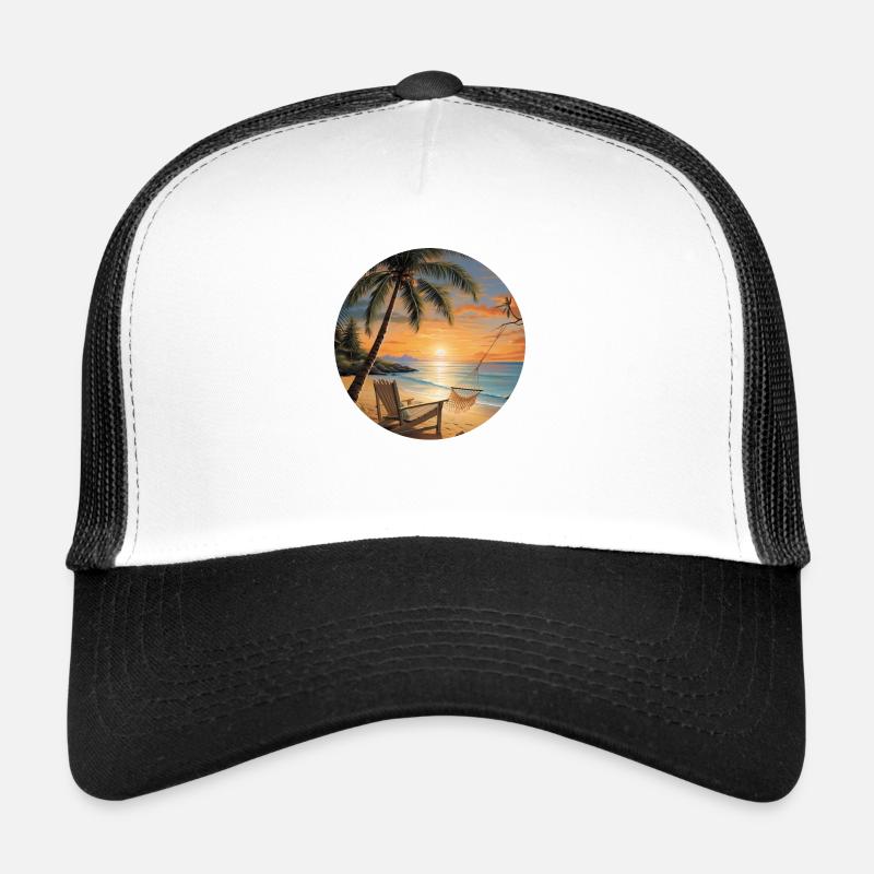 Vacances côtières: escapade à la mer - Casquette trucker - blanc/noir