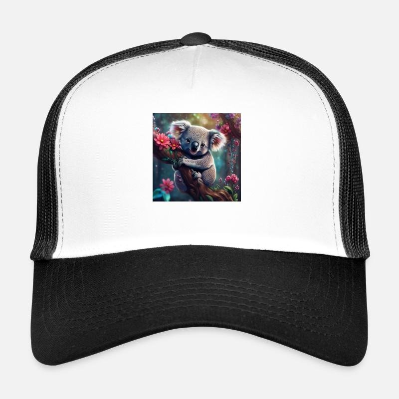 Koala bear in tree with flowers - Trucker Cap - white/black