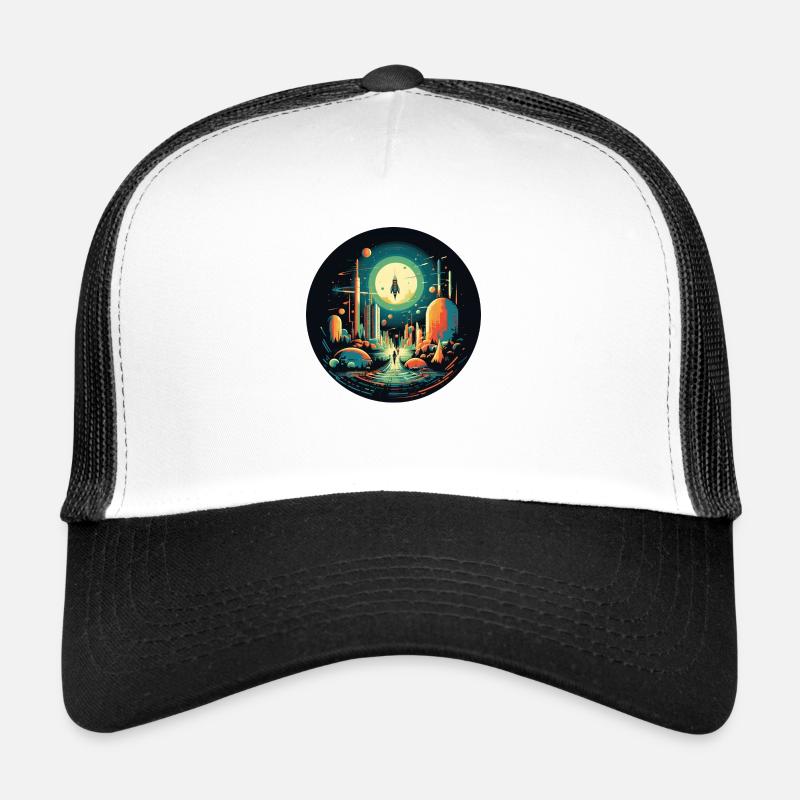 Lancement de fusée dans un style de dessin animé rétro Casquette trucker 