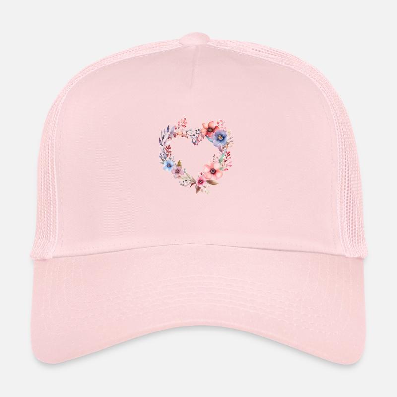 Couronne de cœur de fleurs Casquette trucker 