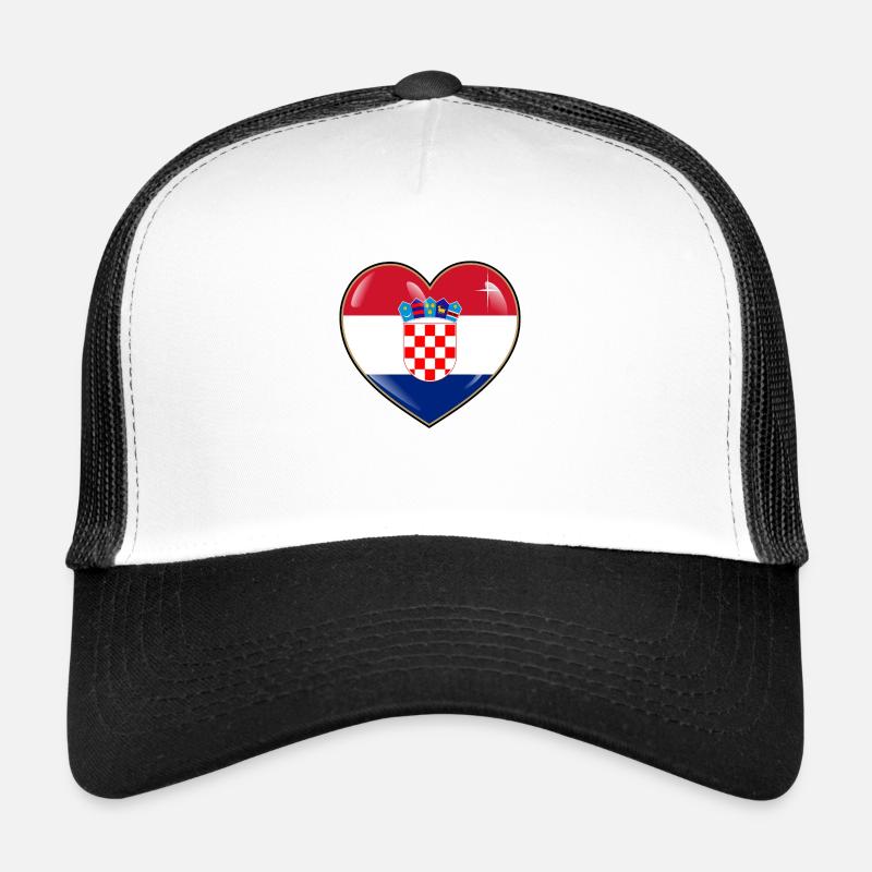 Drapeau en forme de cœur de la Croatie Casquette trucker 