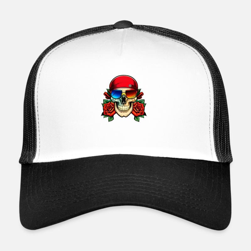 Skull and sunglasses Trucker Cap