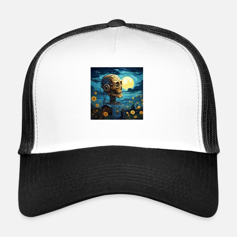 Robot van Gogh Style - Casquette trucker  - blanc/noir