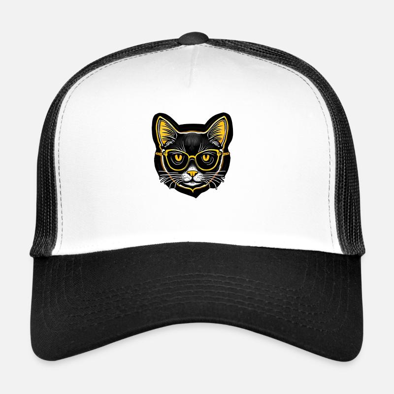 Chat hipster cool dans un look autocollant rétro Casquette trucker 