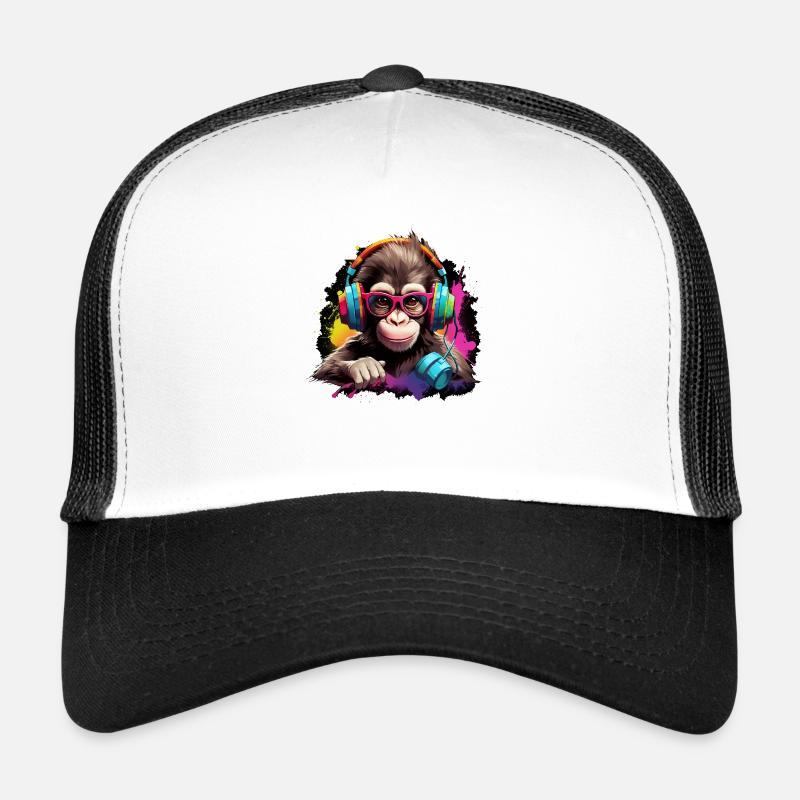 Baby Affe mit Headset Monkey Witzig Trucker Cap