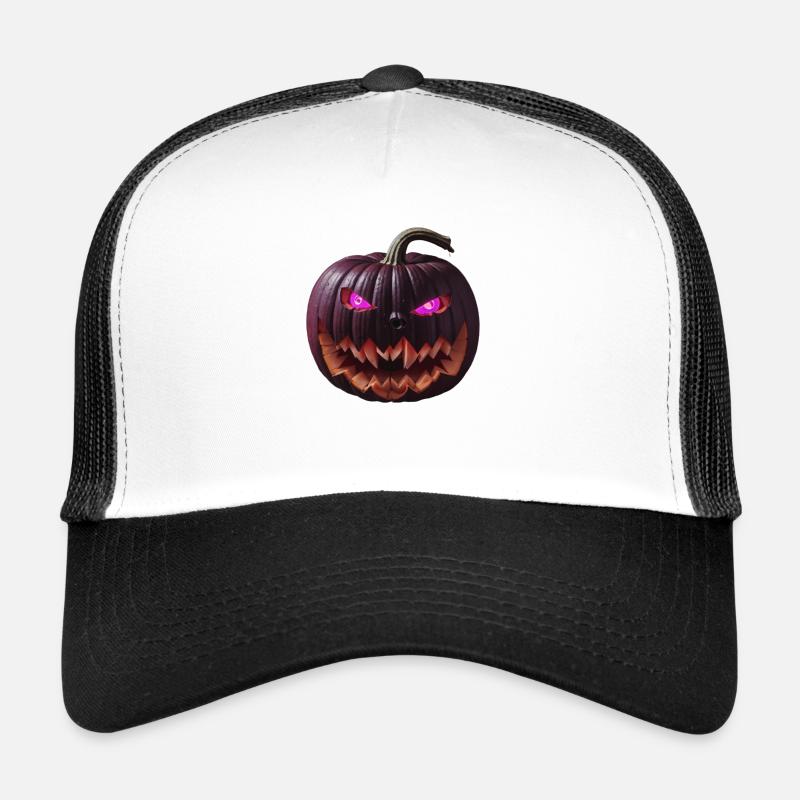 Halloween's Most Sinister Guest - The Evil Pumpkin Trucker Cap