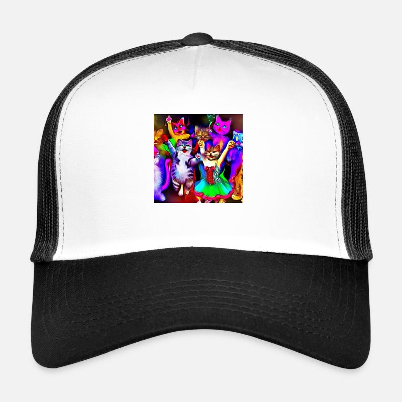 Katzenkarneval - Trucker Cap - Weiß/Schwarz