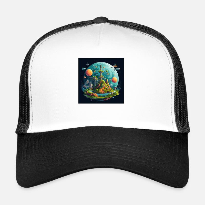 Sonnensystem Flache Erde - Trucker Cap - Weiß/Schwarz