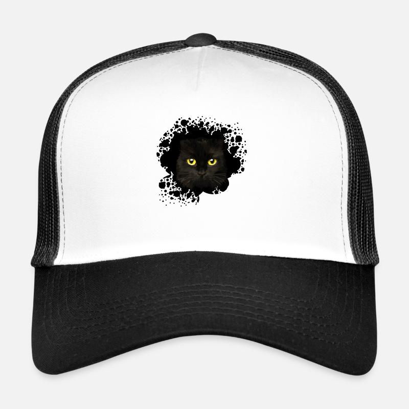 Katze - Trucker Cap - Weiß/Schwarz