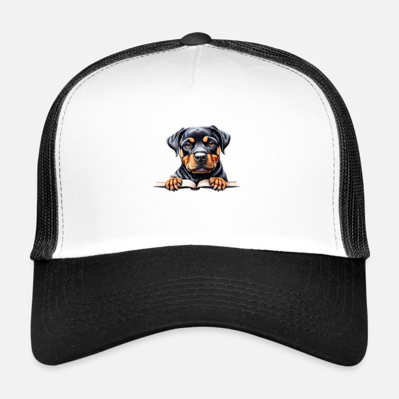 Rottweiler Hund Rottweilerwelpe Buch lesen Hunde Trucker Cap