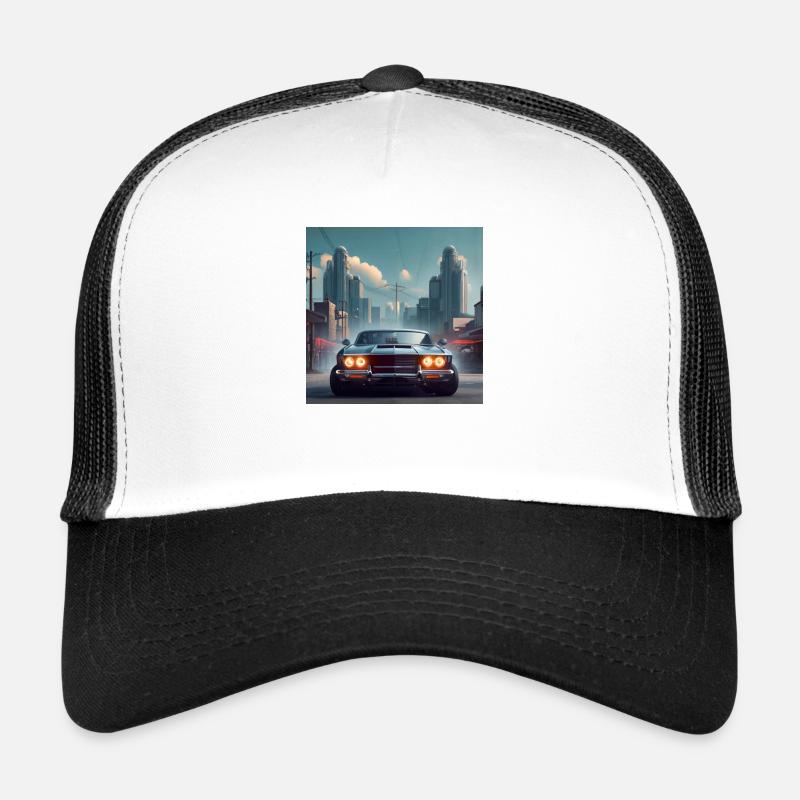 MuscelCar I - Trucker Cap - Weiß/Schwarz