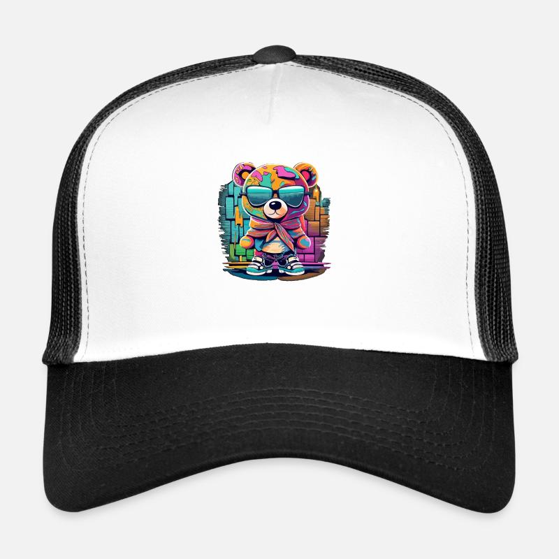 Grafitti teddy bear - Trucker Cap - Weiß/Schwarz