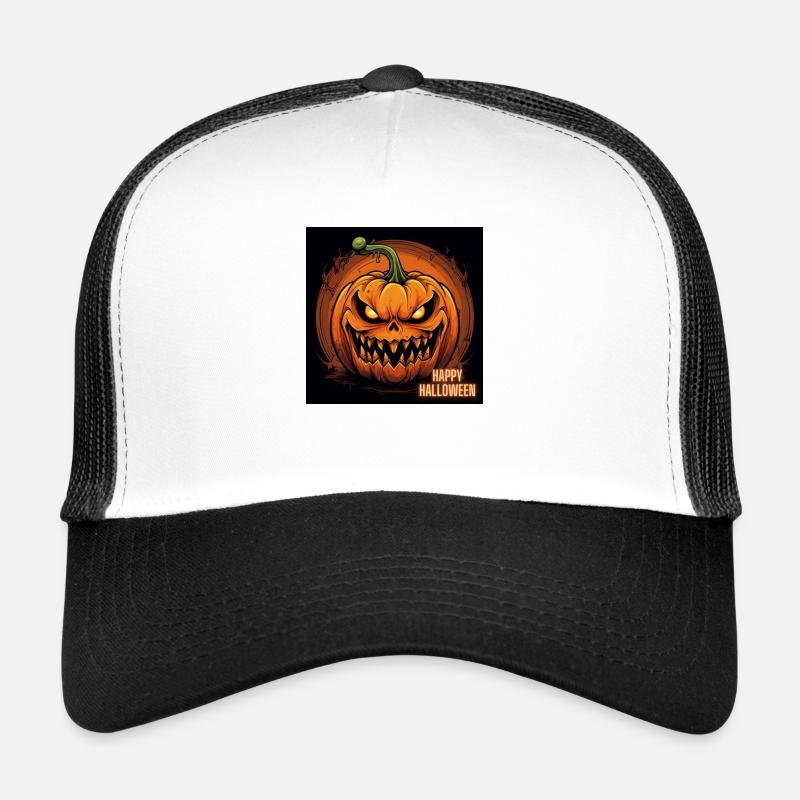 Joyeuse citrouille d’Halloween - Casquette trucker  - blanc/noir