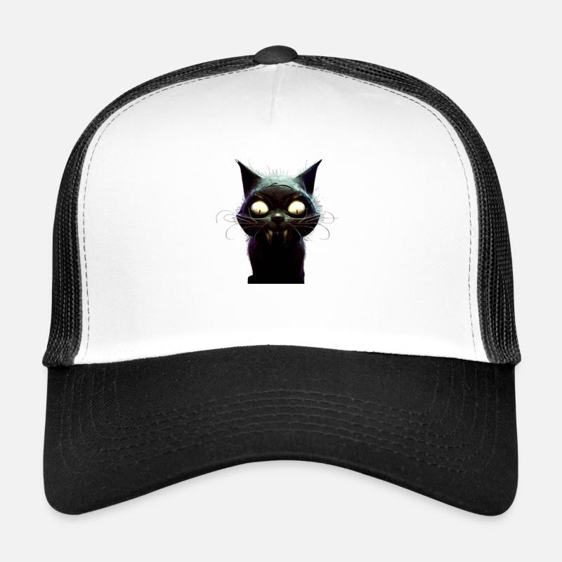 Vampire Chat Peur Horrible Effrayant Cauchemar - Casquette trucker  - blanc/noir