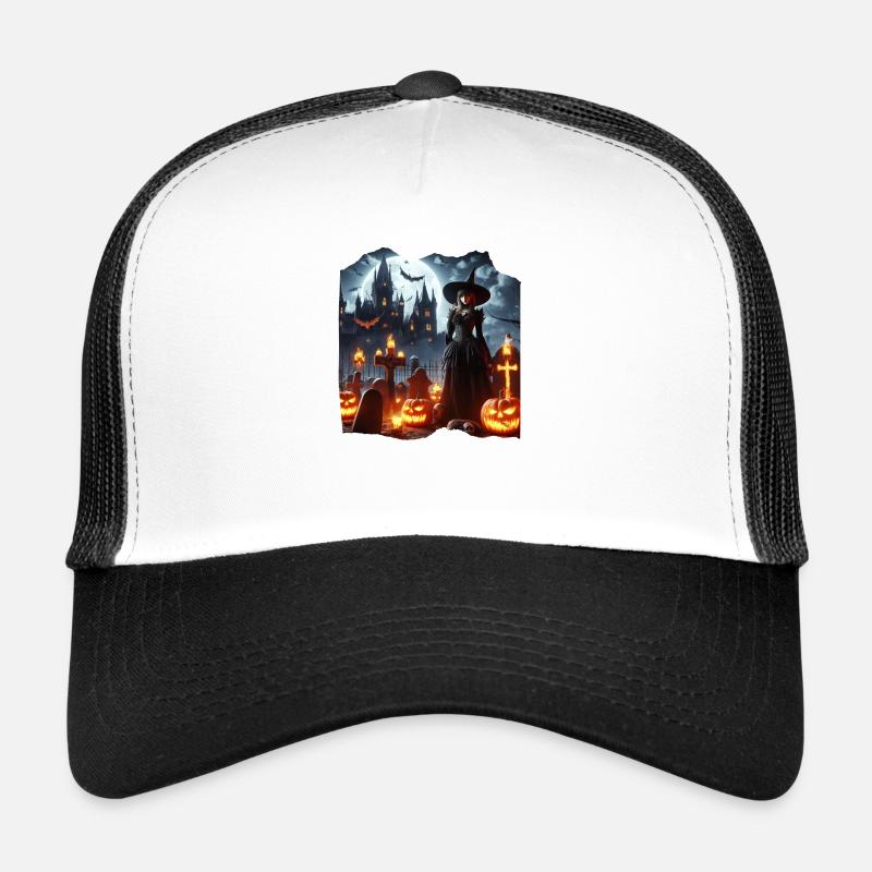 Witch Graveyard Pumpkins Trucker Cap