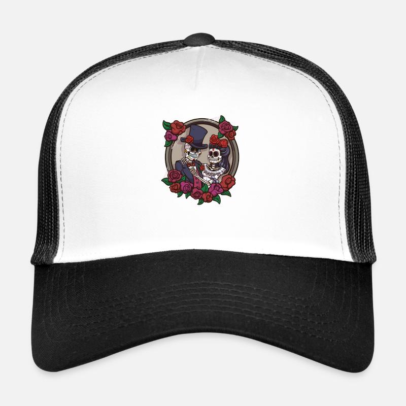Sugar Skull Squelette Couple Casquette trucker 