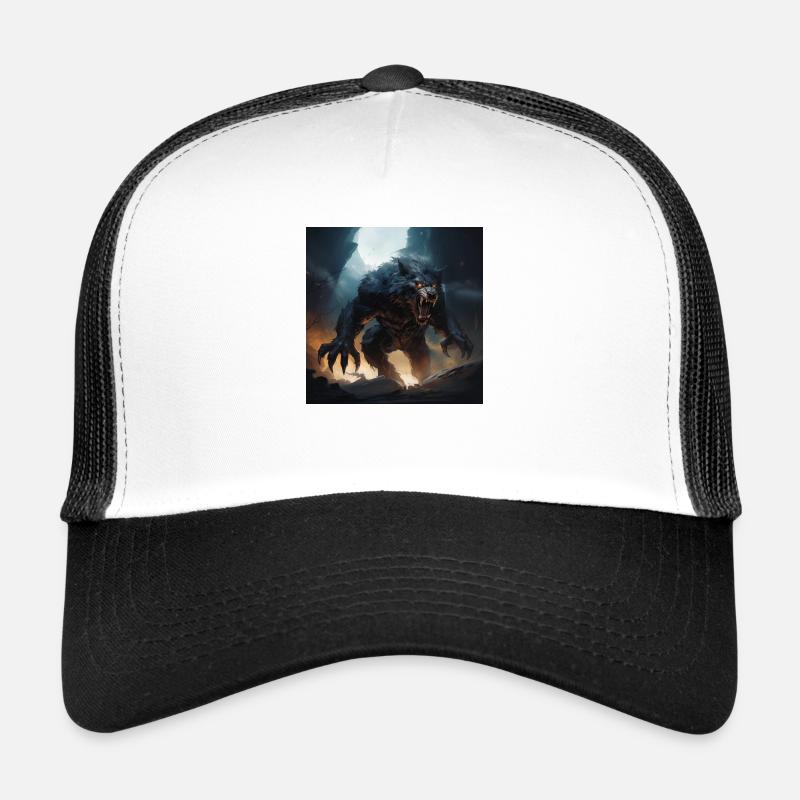 classic Werewolf Monster in a comic style - Trucker Cap - white/black