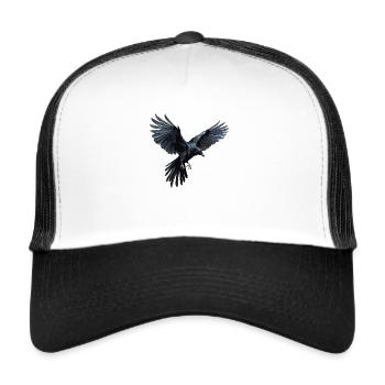 Black Crow - Flying Raven Large Motif - Trucker Cap - white/black - Front