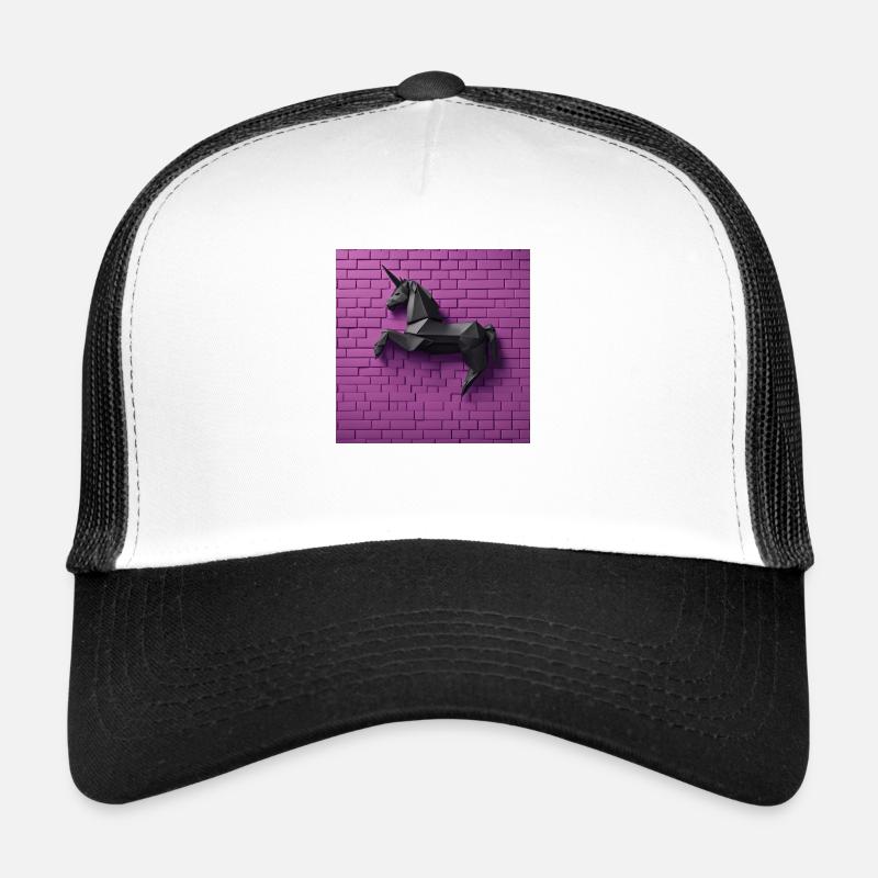 Licorne noire devant un mur violet Casquette trucker 