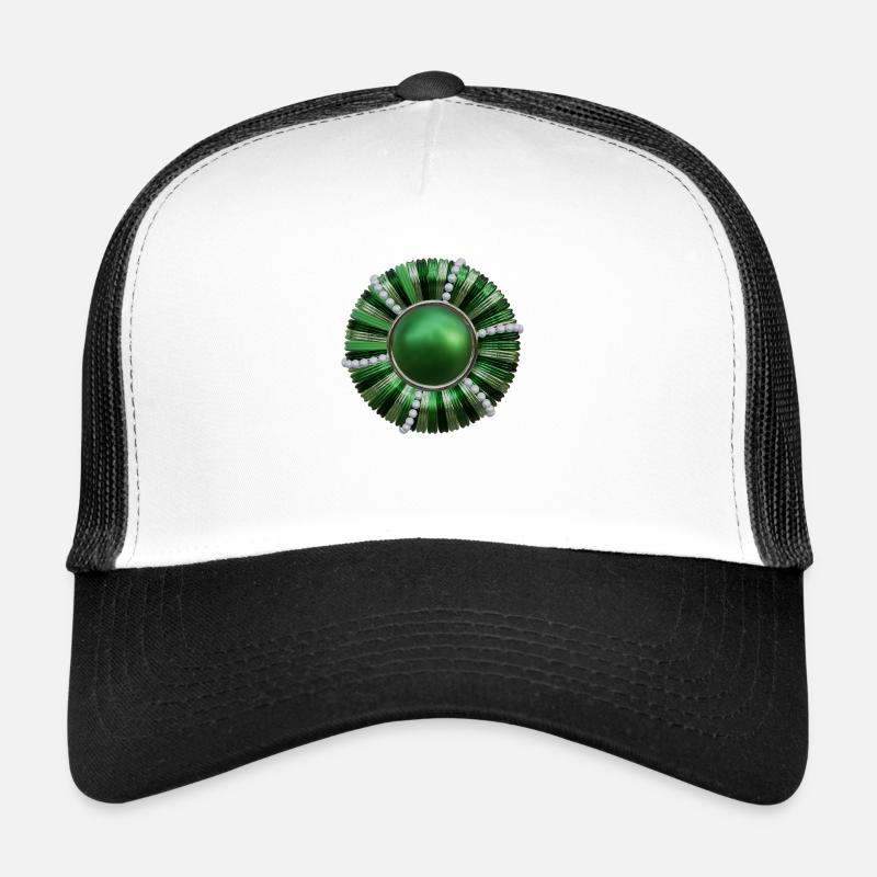 Bouton vert avec perles Casquette trucker 