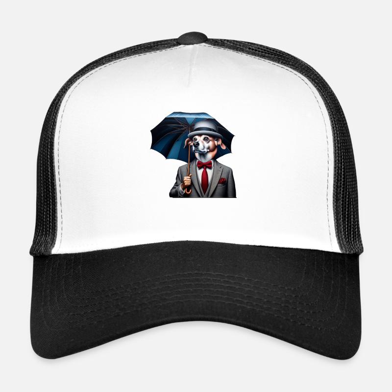 Chien avec parapluie Casquette trucker 