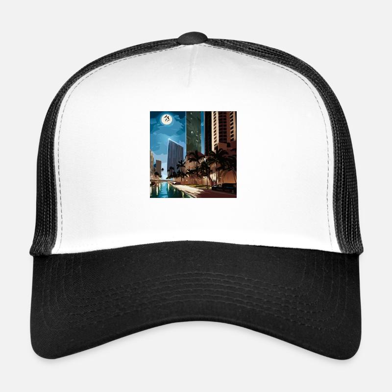 Palmiers au clair de lune Casquette trucker 