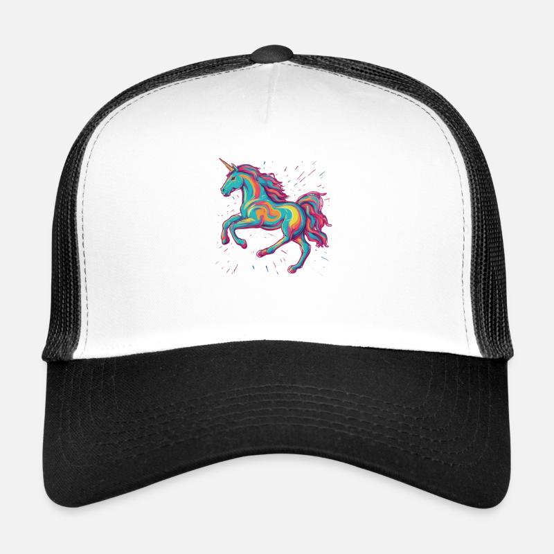 Licorne rétro 1 - Casquette trucker - blanc/noir