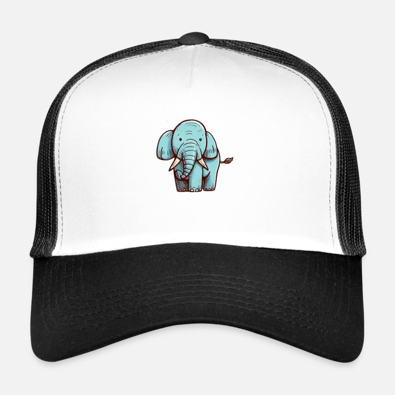 Éléphant - Casquette trucker  - blanc/noir