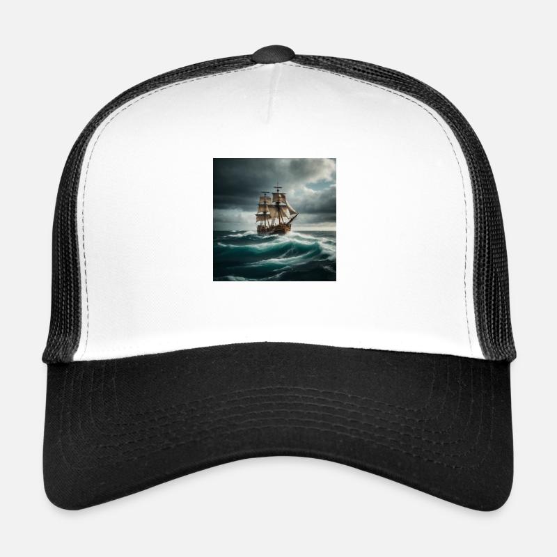 Piratenschiff - Trucker Cap - Weiß/Schwarz