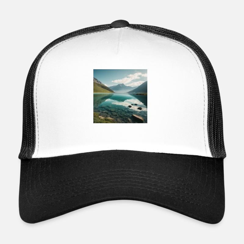 Panorama de montagne avec lac Casquette trucker 