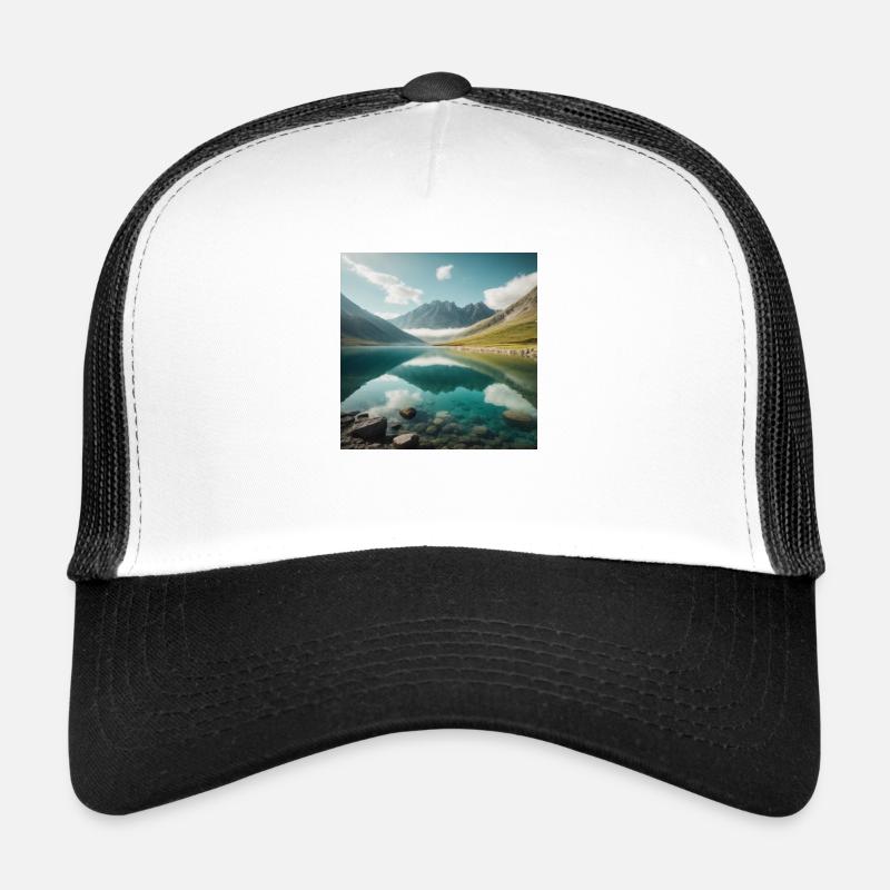 Lac de montagne avec un beau reflet Casquette trucker 