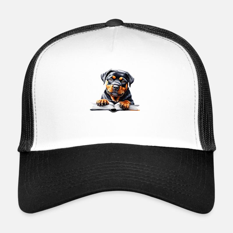 Rottweiler Buch lesen Hunde Hund Rottweilerwelpe Trucker Cap