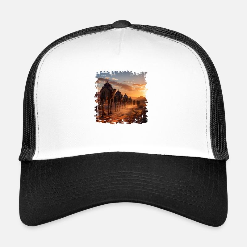A camel caravan in the desert Trucker Cap