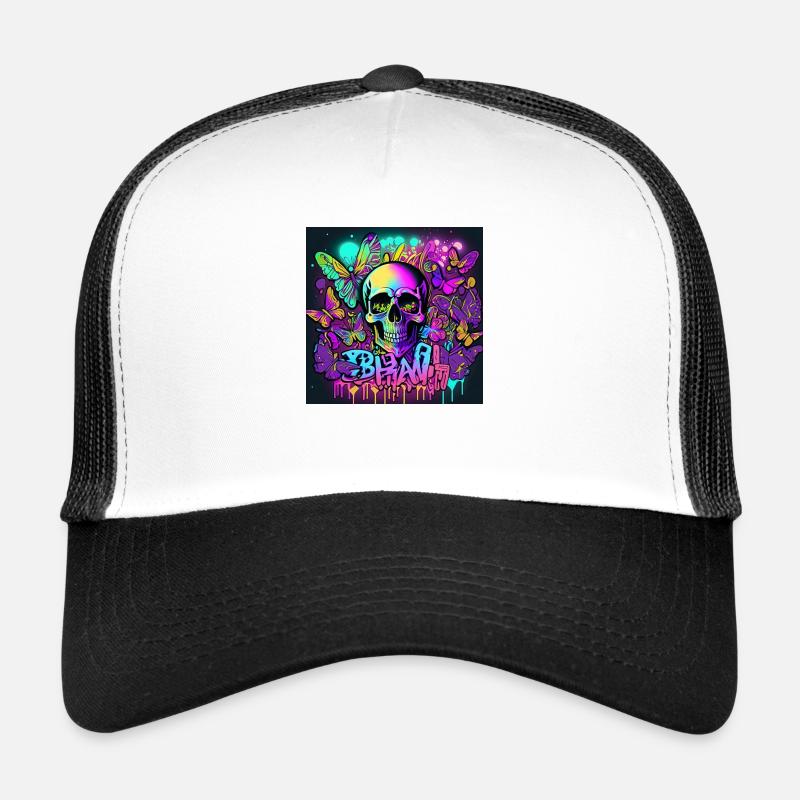 Skull - Trucker Cap - white/black