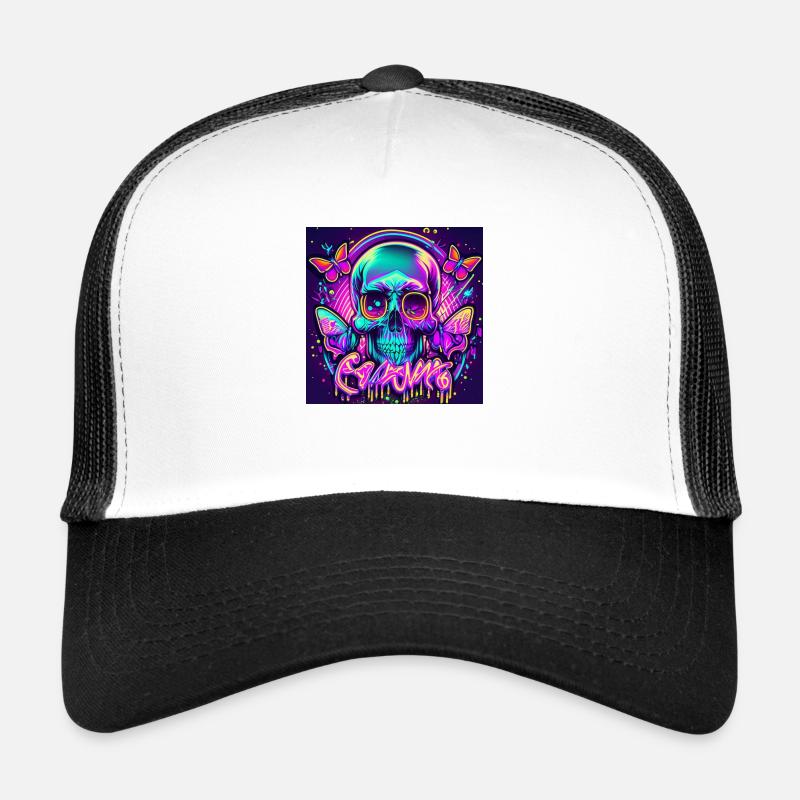 crâne - Casquette trucker  - blanc/noir