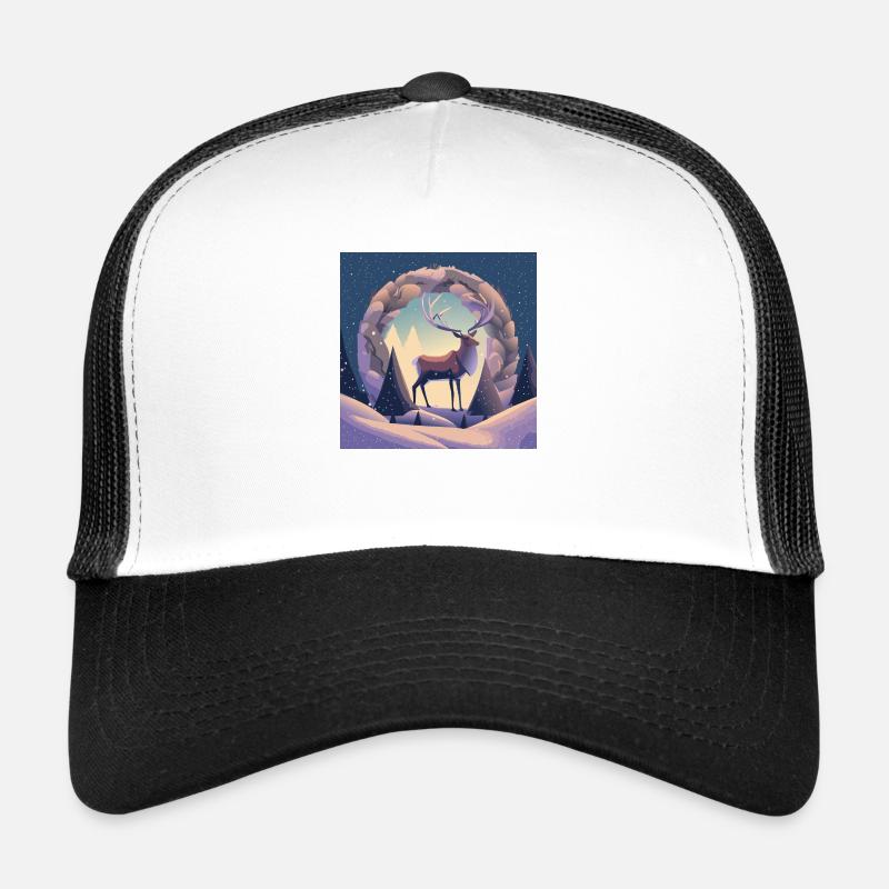 Deer wreath - Trucker Cap - white/black