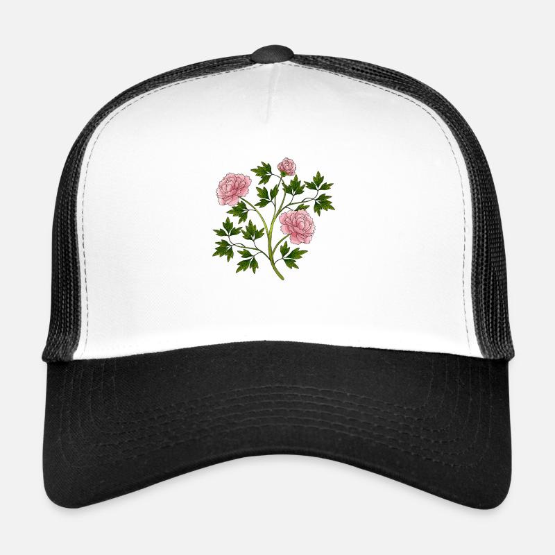 Blumen - Trucker Cap - Weiß/Schwarz