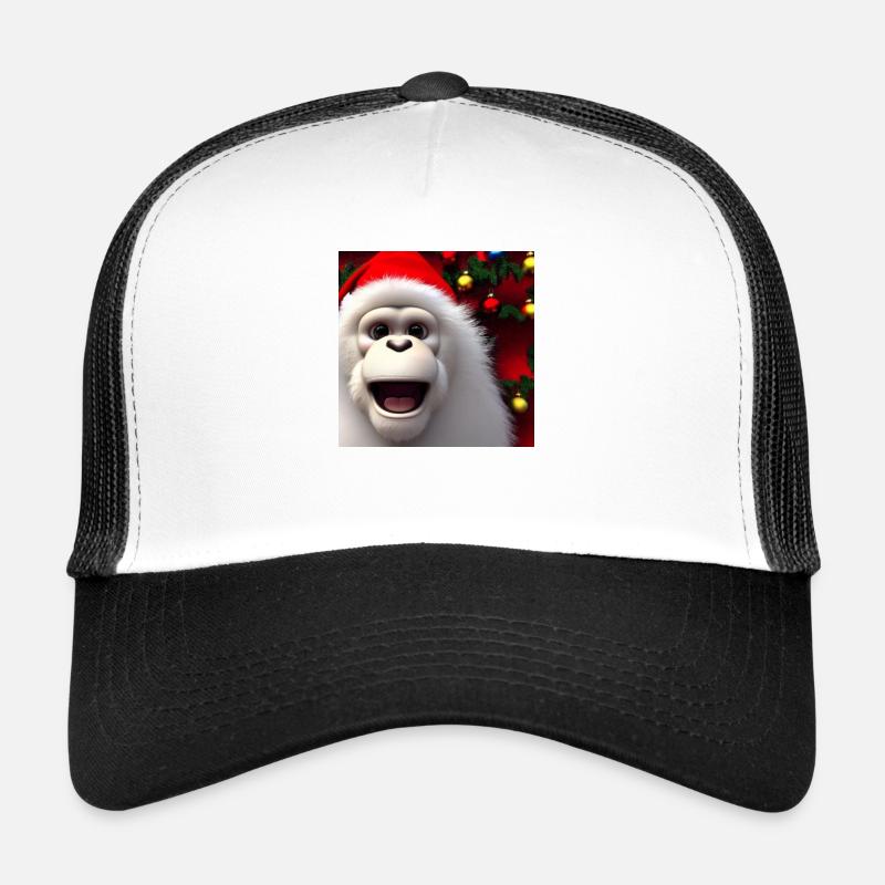 Christmas monkey with santa hat - Trucker Cap - white/black