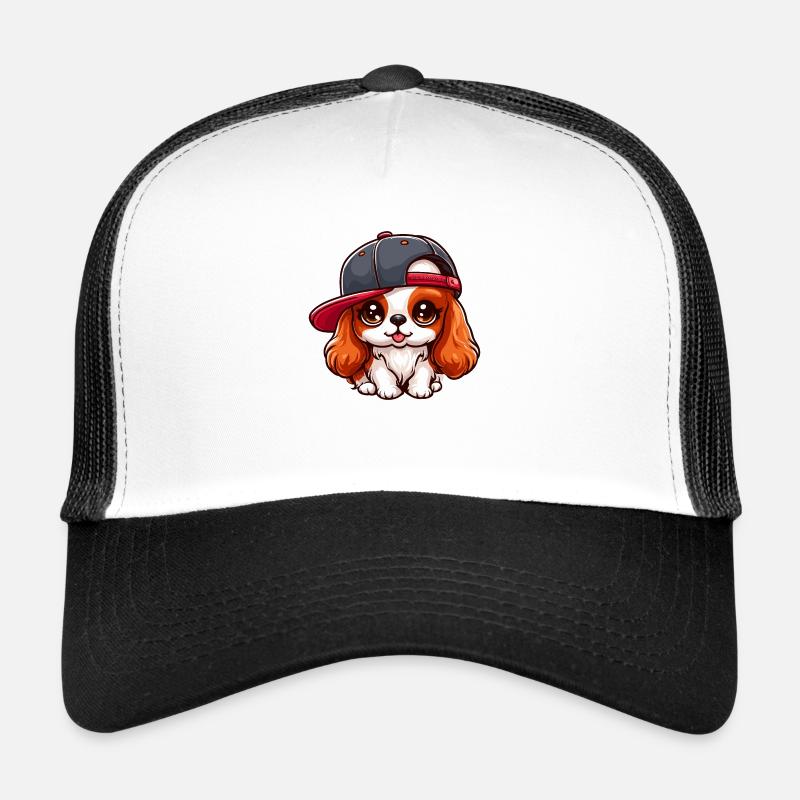 Chien Cavalier King Charles chien mignon - Casquette trucker  - blanc/noir