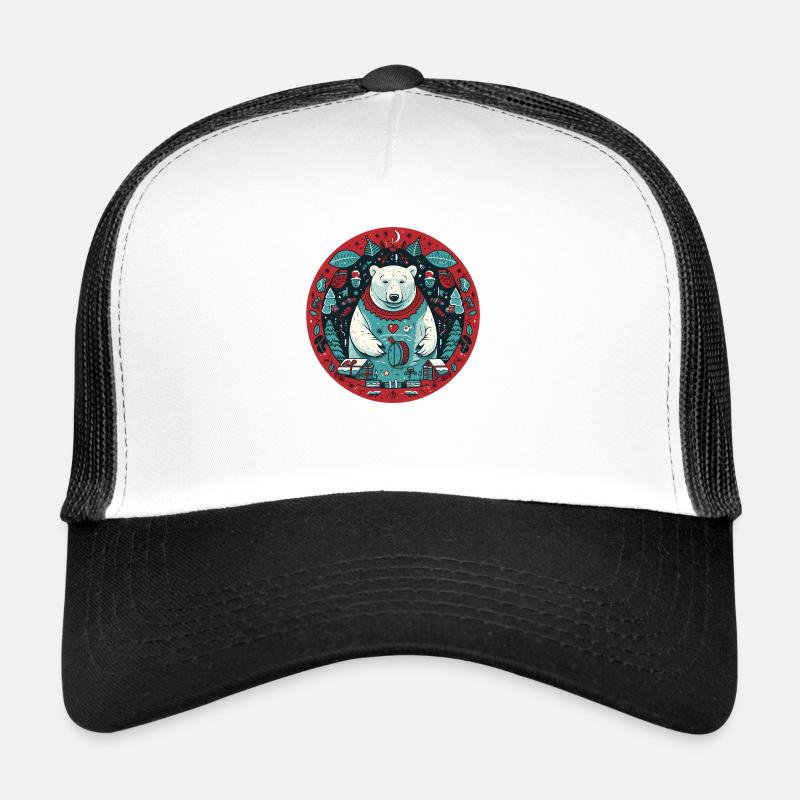 Ours polaire avec des éléments de Noël, ours d’amour Casquette trucker 