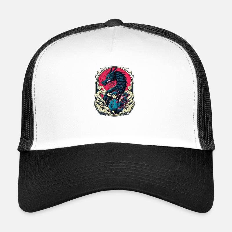 Dragon miyazaki - Casquette trucker  - blanc/noir