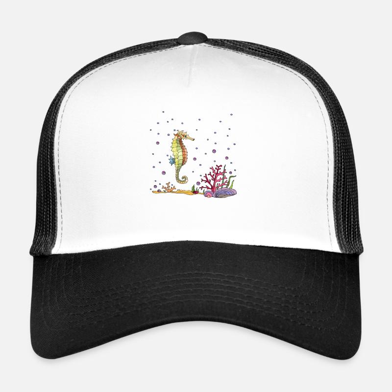 Hippocampe - Casquette trucker  - blanc/noir