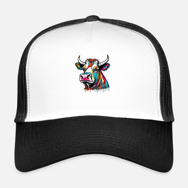 colorful graffiti cow cattle Trucker Cap