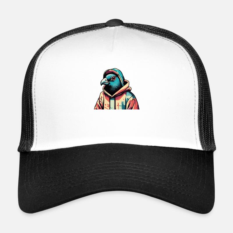 Coole Straßen Taube Vogel - Trucker Cap - Weiß/Schwarz