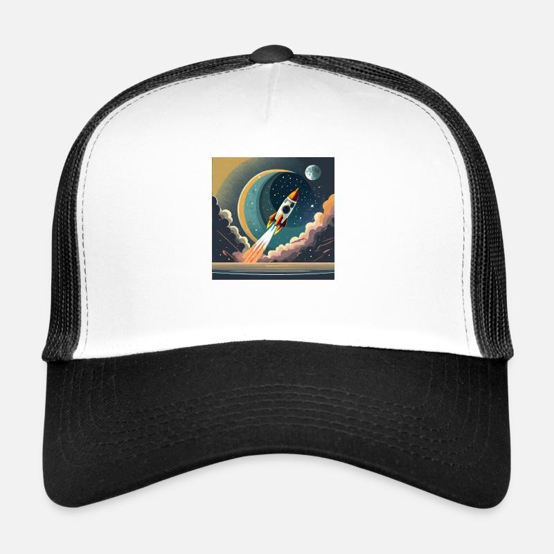 Emmenez-moi sur la lune Démarrage d’une fusée spatiale vintage Casquette trucker 