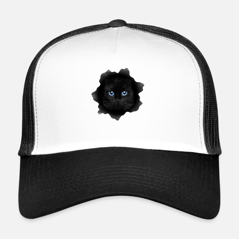 Katze - Trucker Cap - Weiß/Schwarz